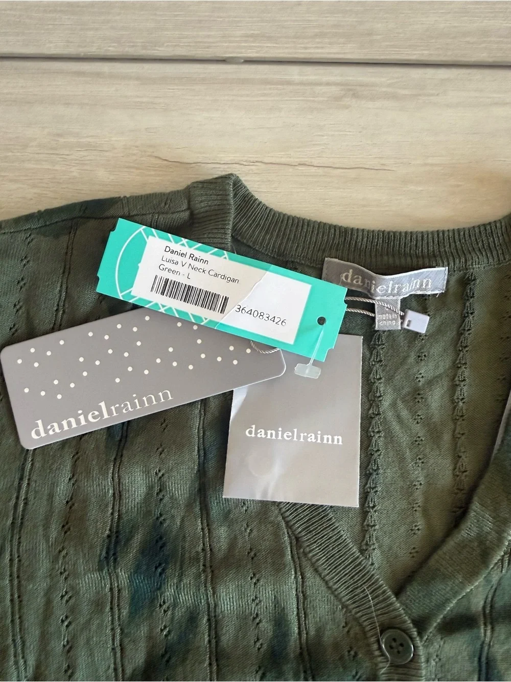 Daniel Rainn Luisa V Neck Cardigan Green Large NWT STITCH FIX